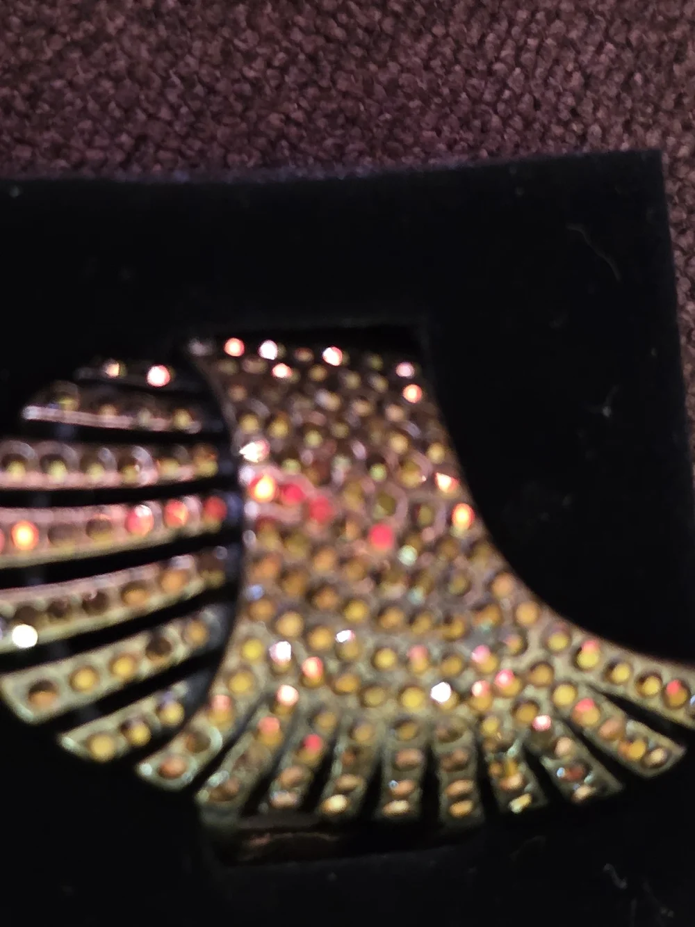 Gold Rhinestone Fan-Shaped Statement Earrings